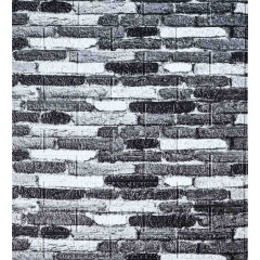 Самоклеюча декоративна 3D панель чорно-біла цегла 700x770x5мм (024-5)