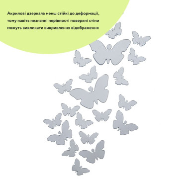 Дзеркальний декор акриловий самоклеючий Метелики срібло,25шт (D) SW-00002521-1