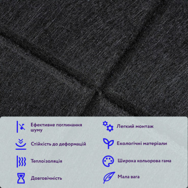 Звукоізоляційна панель 300х300х9мм Чорна SW-00002700-3