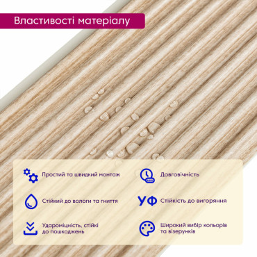 Рейка декоративна WPC стінова 110х10х2900мм SW-00003025-3